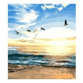 Canvas Hobby Kumsalda Gün Batımı Kasnaklı 70x90 cm Sayılarla Boyama Seti