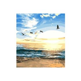 Canvas Hobby Kumsalda Gün Batımı Kasnaklı 70x90 cm Sayılarla Boyama Seti