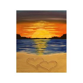 Canvas Hobby Kumsalda Kalpli Gün Batımı 40x50 cm Rulo Sayılarla Boyama Seti