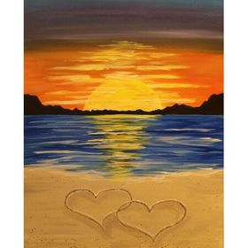 Canvas Hobby Kumsalda Kalpli Gün Batımı 40x50 cm Rulo Sayılarla Boyama Seti
