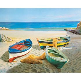 Canvas Hobby Kumsalda Sandallar 100x140 cm Rulo Sayılarla Boyama Seti