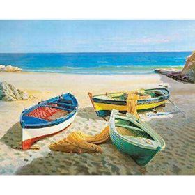 Canvas Hobby Kumsalda Sandallar Kasnaklı 90x110 cm Sayılarla Boyama Seti