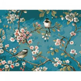 Canvas Hobby Kuşlar ve Badem Ağcı 100x140 cm Rulo Sayılarla Boyama Seti