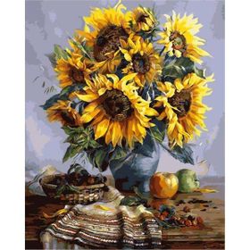 Canvas Hobby Masa ve Ayçiçek 100x140 cm Rulo Sayılarla Boyama Seti