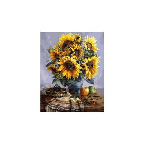 Canvas Hobby Masa ve Ayçiçek 100x140 cm Rulo Sayılarla Boyama Seti
