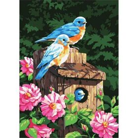 Canvas Hobby Mavi Kuşlar ve Çiçekler 100x140 cm Rulo Sayılarla Boyama Seti
