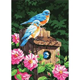 Canvas Hobby Mavi Kuşlar ve Çiçekler Kasnaklı 100 x 140 cm Sayılarla Boyama Seti