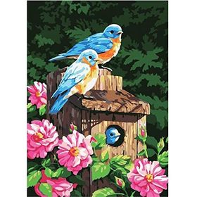Canvas Hobby Mavi Kuşlar ve Çiçekler Kasnaklı 50x65 cm Sayılarla Boyama Seti