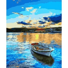 Canvas Hobby Mavi Sular ve Tekne Kasnaklı 90x110 cm Sayılarla Boyama Seti