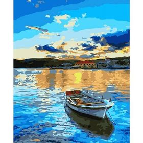 Canvas Hobby Mavi Sular ve Tekne Kasnaklı 90x110 cm Sayılarla Boyama Seti