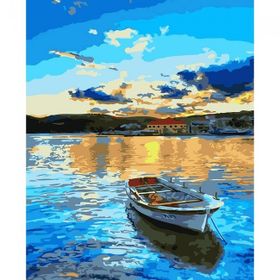 Canvas Hobby Mavi Sular ve Tekne Kasnaklı 90x110 cm Sayılarla Boyama Seti