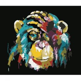 Canvas Hobby Maymun Renkli 100x140 cm Rulo Sayılarla Boyama Seti