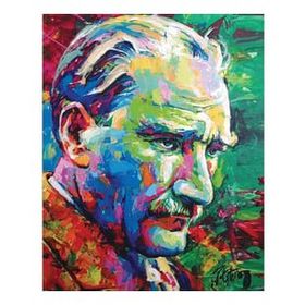 Canvas Hobby Renkli Atatürk 50 x 65 cm Rulo Sayılarla Boyama Seti