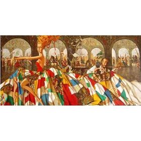 Canvas Hobby Renkli Elbise 100 x 140 cm Rulo Sayılarla Boyama Seti