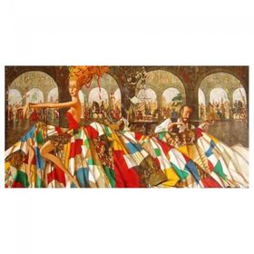 Canvas Hobby Renkli Elbise 100 x 140 cm Rulo Sayılarla Boyama Seti