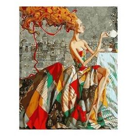 Canvas Hobby Renkli Elbise 2 70 x 90 cm Rulo Sayılarla Boyama Seti