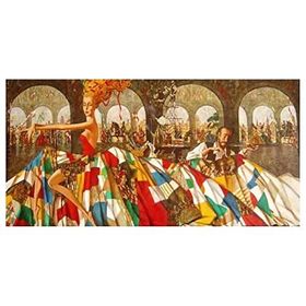 Canvas Hobby Renkli Elbise 70 x 90 cm Rulo Sayılarla Boyama Seti