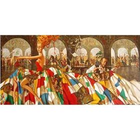 Canvas Hobby Renkli Elbise 70 x 90 cm Rulo Sayılarla Boyama Seti