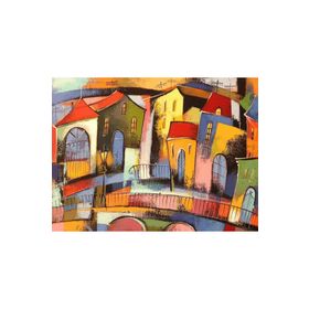 Canvas Hobby Renkli Evler 2 40 x 50 cm Rulo Sayılarla Boyama Seti