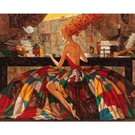 Canvas Hobby Renkli Kadın 3 40 x 50 cm Rulo Sayılarla Boyama Seti
