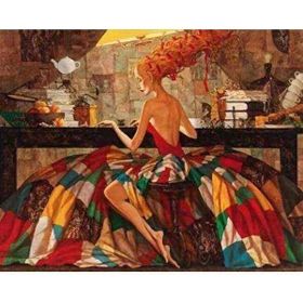 Canvas Hobby Renkli Kadın 3 70 x 90 cm Rulo Sayılarla Boyama Seti