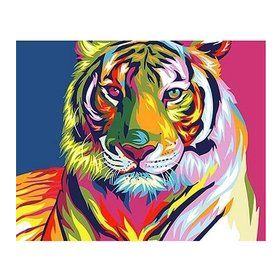 Canvas Hobby Renkli Kaplan 70 x 90 cm Rulo Sayılarla Boyama Seti