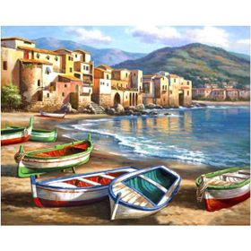 Canvas Hobby Renkli Kayıklar 100 x 140 cm Rulo Sayılarla Boyama Seti