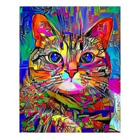 Canvas Hobby Renkli Kedi 2 50 x 65 cm Rulo Sayılarla Boyama Seti