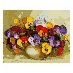 Canvas Hobby Renkli Menekşeler 100 x 140 cm Rulo Sayılarla Boyama Seti