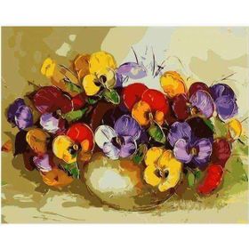 Canvas Hobby Renkli Menekşeler 100 x 140 cm Rulo Sayılarla Boyama Seti
