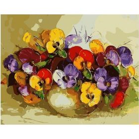 Canvas Hobby Renkli Menekşeler 100 x 140 cm Rulo Sayılarla Boyama Seti
