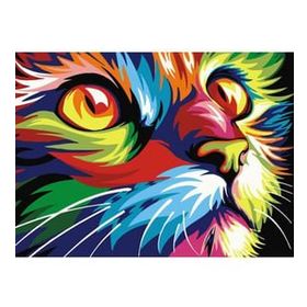 Canvas Hobby Renkli Tekir 50 x 65 cm Rulo Sayılarla Boyama Seti