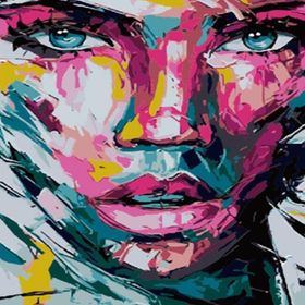 Canvas Hobby Renkli Yüzler 100 x 140 cm Rulo Sayılarla Boyama Seti
