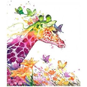 Canvas Hobby Renkli Zürafa 100 x 140 cm Rulo Sayılarla Boyama Seti