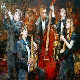 Canvas Hobby Rulo 100 x 140 cm Müzisyenler Sayılarla Boyama Seti