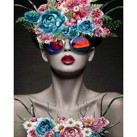Canvas Hobby Rulo 40 x 50 cm Kadının Çiçek Duruşu 7 Sayılarla Boyama Seti