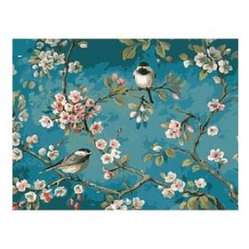 Canvas Hobby Rulo 50 x 65 cm Kuşlar ve Badem Ağcı Sayılarla Boyama Seti