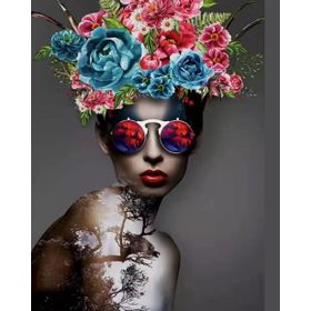 Canvas Hobby Rulo 70 x 90 cm Kadının Çiçek Duruşu 9 Sayılarla Boyama Seti