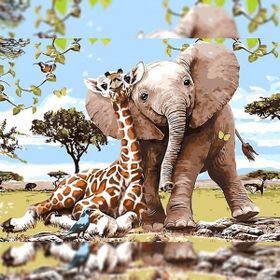 Canvas Hobby Safari Gezisi 50 x 65 cm Rulo Sayılarla Boyama Seti