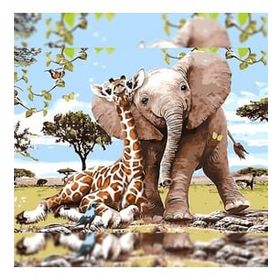 Canvas Hobby Safari Gezisi 50 x 65 cm Rulo Sayılarla Boyama Seti