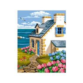 Canvas Hobby Sahil Evi 50 x 65 cm Rulo Sayılarla Boyama Seti