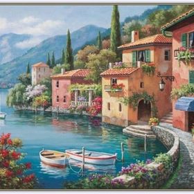 Canvas Hobby Sahil Manzarası 2 60 x 75 cm Rulo Sayılarla Boyama Seti