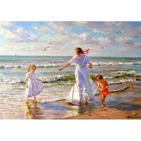 Canvas Hobby Sahilde Gezi 40 x 50 cm Rulo Sayılarla Boyama Seti