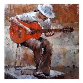 Canvas Hobby Şapkalı Gitarist 70 x 90 cm Rulo Sayılarla Boyama Seti