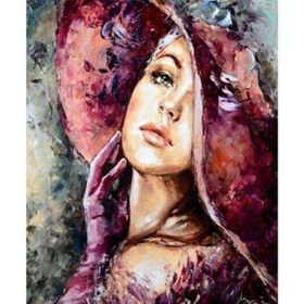 Canvas Hobby Şapkalı Kadın 3 100 x 140 cm Rulo Sayılarla Boyama Seti