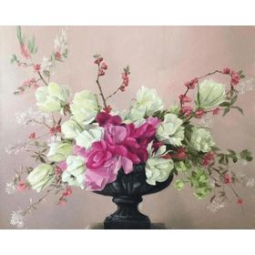 Canvas Hobby Siyah Vazodaki Çiçekler 50 x 65 cm Rulo Sayılarla Boyama Seti