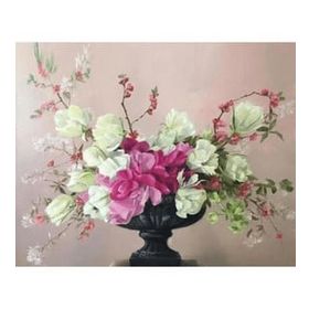 Canvas Hobby Siyah Vazodaki Çiçekler 50 x 65 cm Rulo Sayılarla Boyama Seti