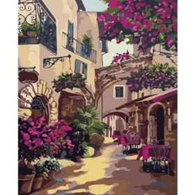 Canvas Hobby Sokak Arasındaki Restoran 100 x 140 cm Rulo Sayılarla Boyama Seti