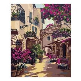 Canvas Hobby Sokak Arasındaki Restoran 50 x 65 cm Rulo Sayılarla Boyama Seti