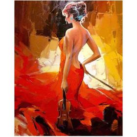 Canvas Hobby Zarif Kemancı Kasnaklı 60x75 cm Sayılarla Boyama Seti